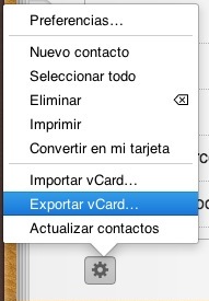 Exportar vCard