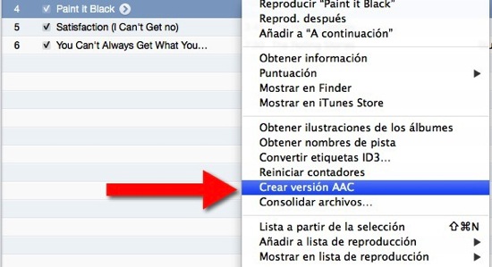 Crea una versión AAC