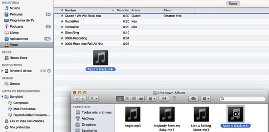 Arrastra el archivo hasta iTunes