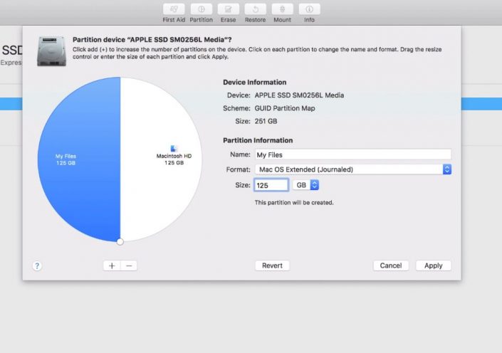 crear una partición en el disco duro en Mac